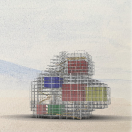 Floating Colorful Boxes with Polycarbonate Panels in a Visitor Center Setting
