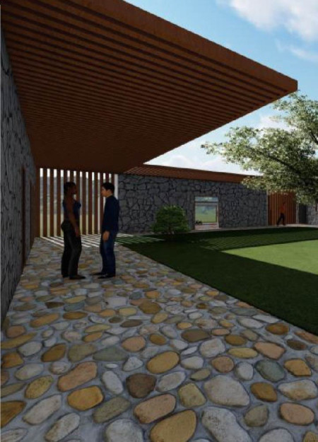 Holm Oak Floors Framing a Tranquil Yoga Studio with Natural Stone and Concrete