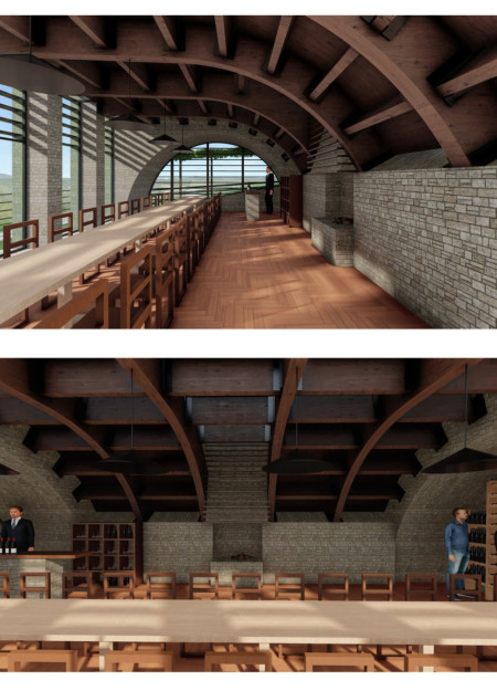 Climbing Vines and Stone Facade Enrich Wine Tasting Experience in a Hillside Setting