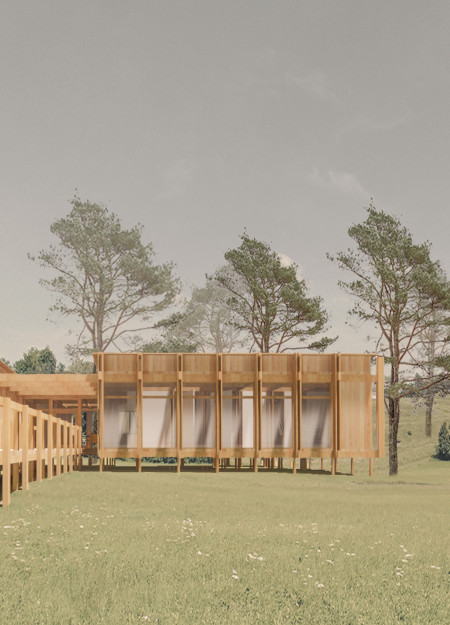 Timber Pavilion Featuring Rainwater Management and Glass Wool Insulation