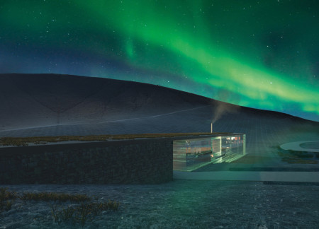 Volcanic Stone and Recycled Glass Form a Sustainable Coffee Space