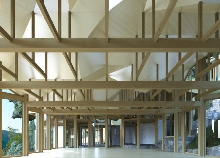 Charred Wooden Shingles and Cross-Laminated Timber Create a Community Hub with Multifunctional Spaces