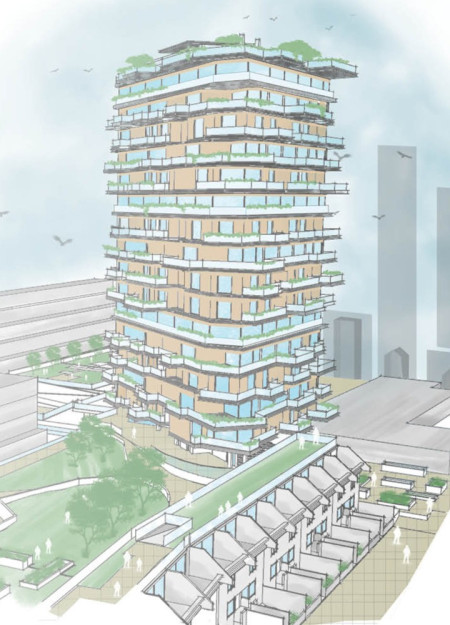 Car-Free Community Built Around Terraced Green Spaces