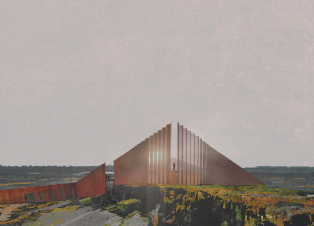 Corten Steel Pathway Bridging Geothermal Landscapes and Geological Faults
