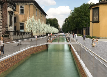 Steel Structures and Green Spaces Reconnecting Milan's Historic Canals
