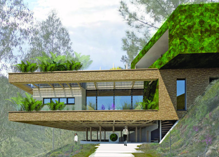 Herbal Sewage Treatment and Polished Concrete Define a Cliffside Wellness Retreat