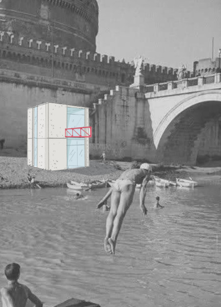 Woolen Beams and Eco Concrete in a Multi-Level Urban Space