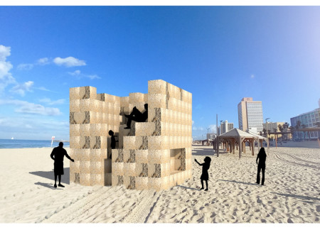 Experience of Climbing Through a Pavilion Crafted from Local Sea Sand