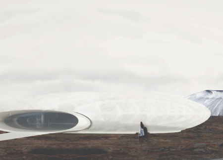 Translucent Facade and Lava Trail Cladding in a Cultural Cinema Pavilion