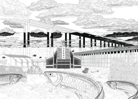 Charred Wood and Concrete Synergy Creating a Reflective Space for Community Remembrance