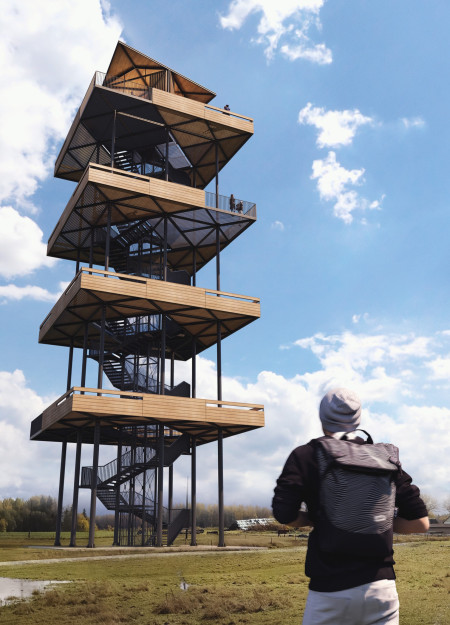 Elevated Cabin Topped with Wooden Blinds Offering Panoramic Nature Views