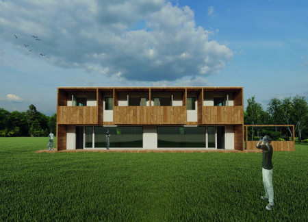 Rough Brushed Oak and Porcelain Stoneware Create a Collaborative Living Space for Artists