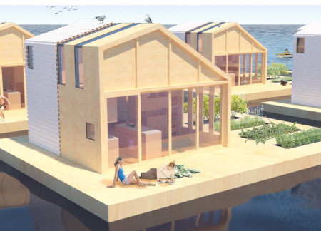 Bamboo and Recycled Cork Floating Homes with Integrated Garden Spaces