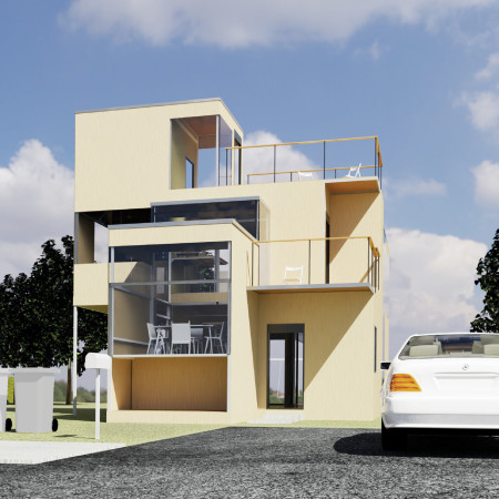 Extrudable Forms and Courtyard Living in Steel and Concrete Housing