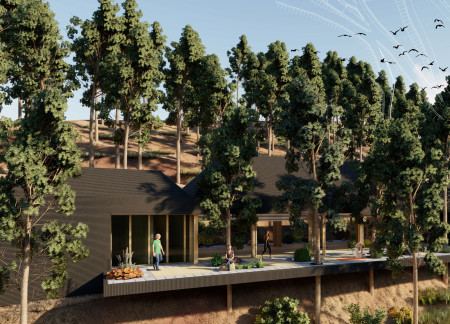 Dual-Slope Roof Structure with Rainwater Harvesting and Sustainable Timber Integration