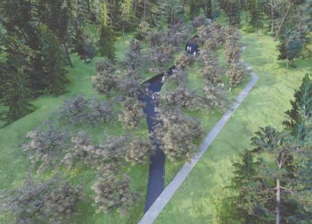 Undulating Pathways of Pearl and Matt Granite in a Reflective Memorial Space