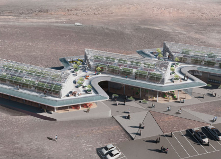 Larch and Glass Greenhouses Supporting Hydroculture in Geothermal Landscape