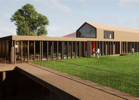 Charred Wooden Shingles and Earth-Colored Concrete Nestled Within Vineyards for a Sustainable Hospitality Experience