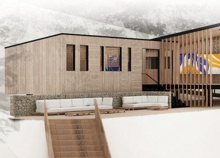 Nature-Integrated Retreat with Cork Finishes and Outdoor Yoga Spaces