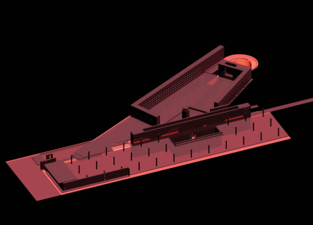 Eternal Flame and Steel Wall in a Reflective Garden