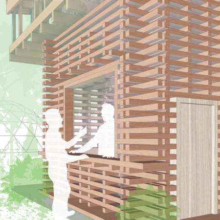 Thatched Roof Shelter with Peek-a-Boo Openings and Stacked Timber Walls