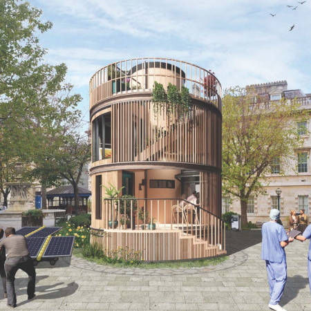 Daylit Microhome with Larch and Beech Elements in Urban Setting