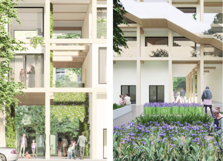 Timber-Centric Community Living Spaces Enriching Urban Courtyards