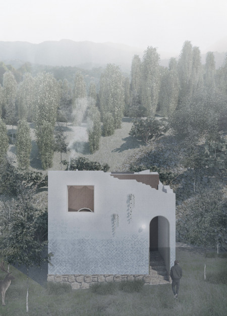 Ceramic Facade and Natural Light Integration in Tranquil Retreat Design