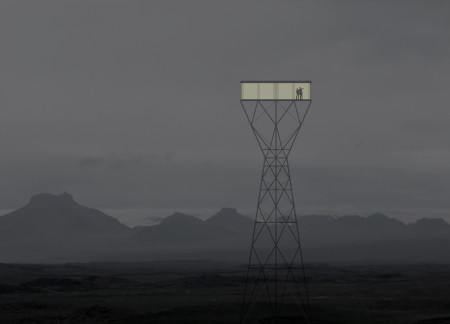 Backlit Observation Platform with Structural Steel Framework