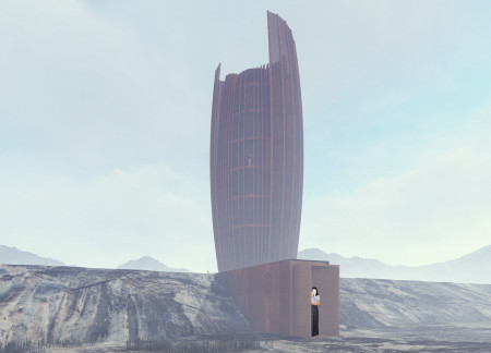 Corten Steel Tower Bridging Tectonic Landscapes in Iceland