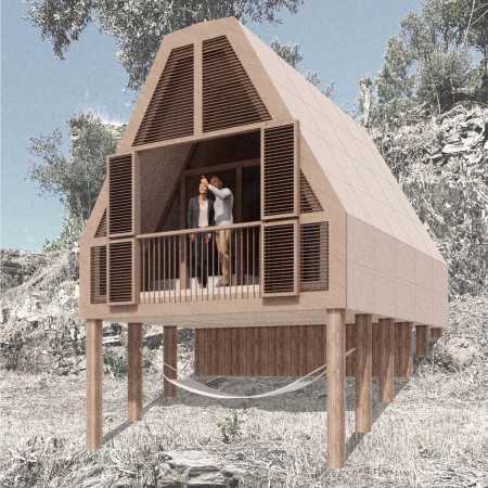 Cork Cladding and Glulam Structure Enhancing Modular Living in Natural Settings