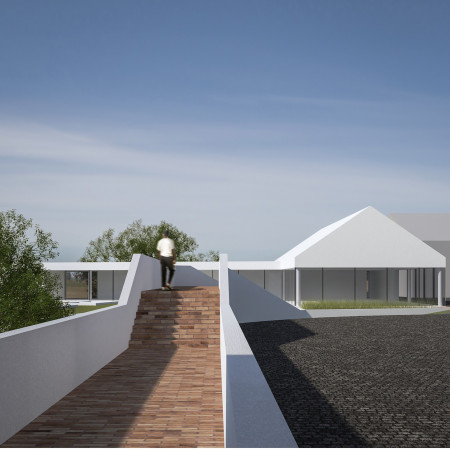 Terracotta Accents in White-Stucco Retreat Surrounded by Vineyards