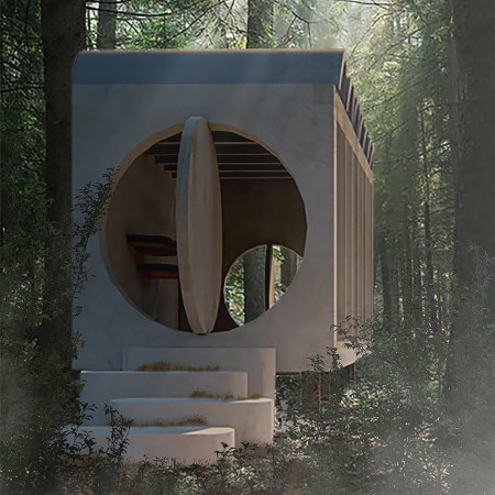 Mud Walls and Vaulted Space in a Small Retreat for Introspection