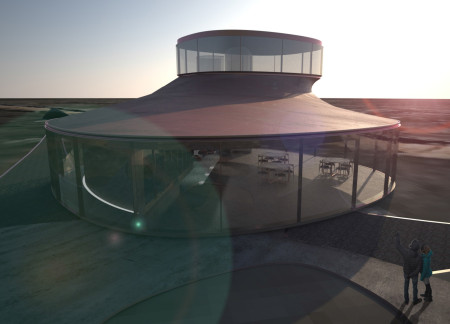 Curvilinear Bronze Structure Embracing Natural Light in an Expansive Icelandic Landscape