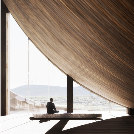 Cascading Glu-Lam Forms Enhanced by Sedum Integration for Natural Bathing Experience