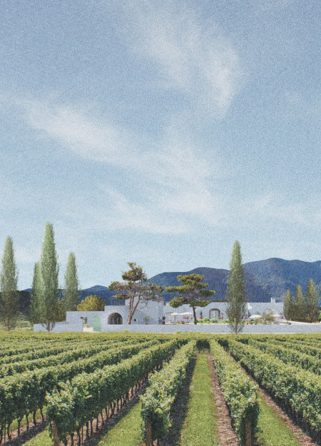 Terracotta Ceramics Framing Community Spaces in a Vineyard Setting