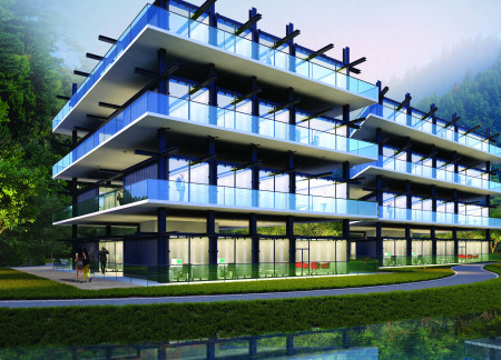 Gravity-Fed Rainwater Systems with Fire-Resistant Metal Skin in Modular Community Housing