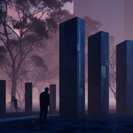 Weathered Metals and Spiraling Pathways in a Memorial to Identity and Conformity