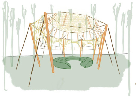 Tensegrity Pavilion Crafted from Local Bamboo for Cultural Education