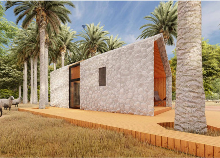 Solar-Powered Shelter Using Local Stone and Wood for Sustainable Farming Community