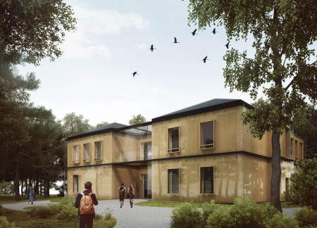 Charred Wooden Shingles and Timber Cladding in a Community-Centric Cultural Hub