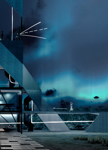 Reflective Aluminum Serpentines Offering Panoramic Views in Icelandic Landscape