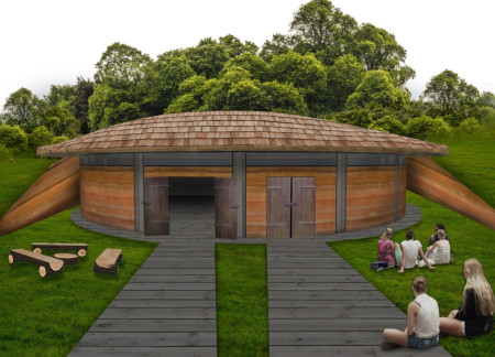 Rammed Earth Walls and Vertical Gardens in a Community-Focused Space