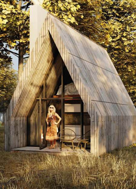 Timber Cabins Integrated with a Woodland Ecosystem