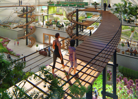 Geothermal Integration with Vertical Gardens and Triangular Panels in a Sustainable Dining Experience