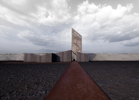 Perforated Corten Steel and Timber Integration in a Visitor Center for Geothermal Exploration
