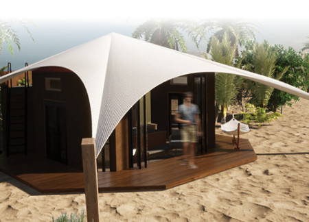 Circles of Reflection with Low-E Glass and Marble in a Desert Oasis