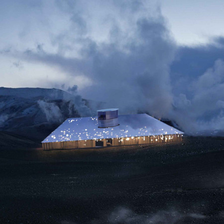 Celestial Skylight Within a Crater-Form Structure Utilizing Sustainable Wood Elements