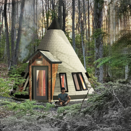 Birch Plywood Tipi Featuring a Central Totem Pole Within Toronto's Green Spaces