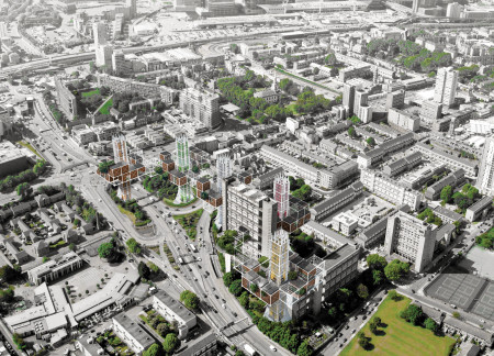 Modular Living Above the City with Integrated Community Spaces